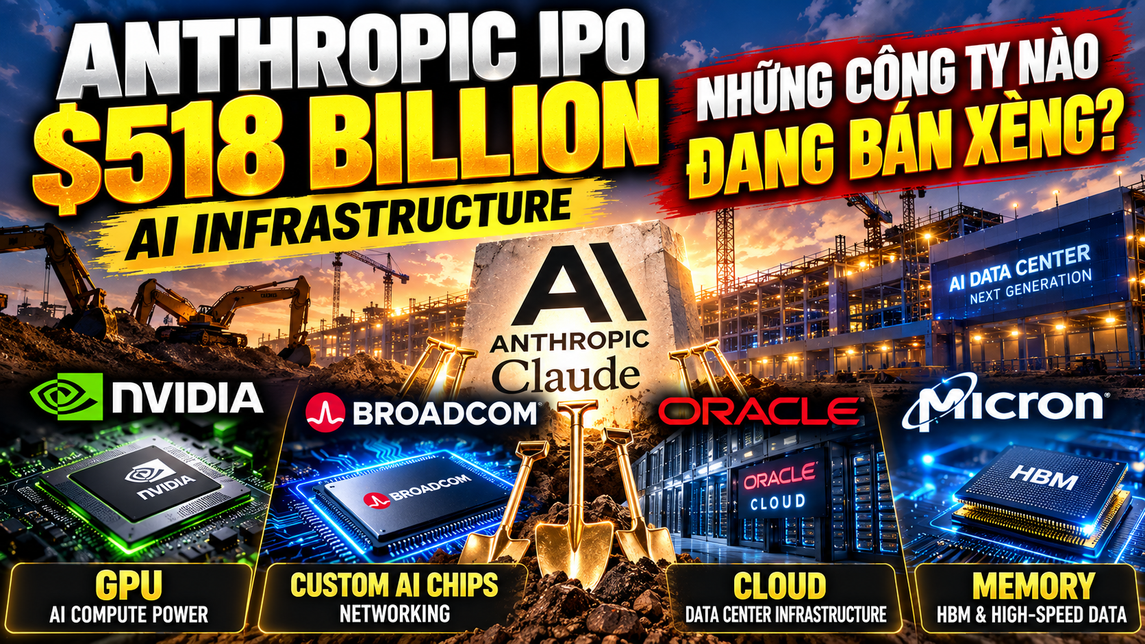 Anthropic IPO – $518 Billion AI Infrastructure: Những Công Ty Nào Đang Bán Xẻng?